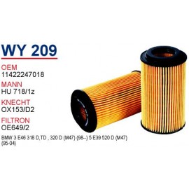 Wunder Yağ Filitresi - WY209 - LRF 100150L - OX 153D2 -Freelander 2.0 TD4 204D3 M47 1998 - 2006